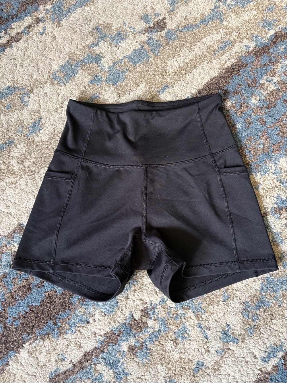 Baleaf Black High-Waist Workout Shorts with Side Pockets